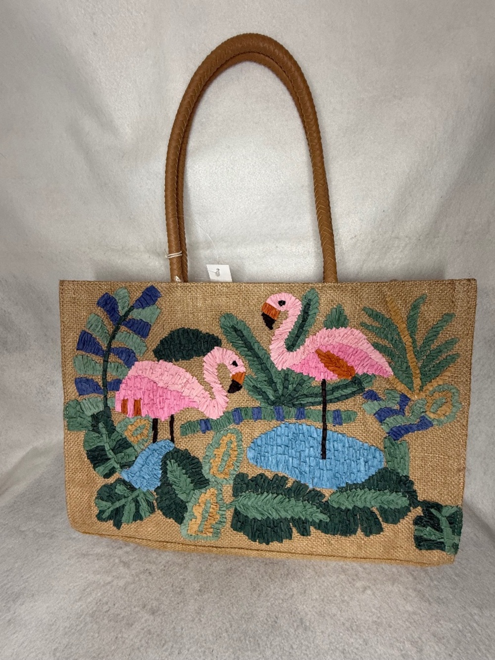 NWT Sol and Mer Embroidered Flamingo Tote Bag